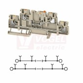 A2T 2,5 DT/FT svorka řadová, dvoupatrová, PUSH-IN 2,5mm2, tm.béžová, 16A/400V, odpojovací, š=5,1mm, nacvakávací na DIN lištu TS35 (2744130000)