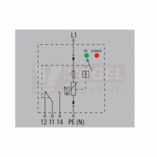 VPU AC II F 1 R 300/40 přepěťová ochrana typ 1+3 (L1/PE(N)), I imp 20kA/40kA (8/20µs), Uc 300V, s dálk.signalizací (2807390000)