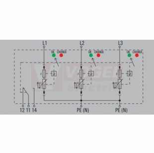 VPU AC II F 3 R 300/40 přepěťová ochrana typ 1+3 (L1-L2-L3/PE(N)), I imp 20kA/40kA (8/20µs), Uc 300V, s dálk.signalizací (2807410000)