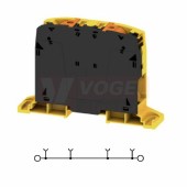 A2C 95/120 FE-DM svorka řadová, průchozí, PUSH-IN, 95mm2, černo-žlutá, 1/1, š=25mm, 232A/1000V, přímá montáž TS35 (2694170000)