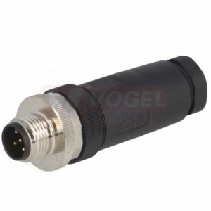 T4111002051-000 konektor M12/5pin/vidl/přímý, plast.tělo, A-kódování, šroubové připojení, pro montáž 0,14-0,75mm2, vývod Pg9 sevření 6-8mm - ALTERNATIVA ZA SAIS-5/9