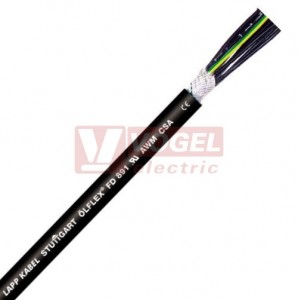 Ölflex FD 891 300/500V  4G 35 kabel vysoce flexibilní do energet.řetězů, černý vnější plášť z PVC, černé čísl.žíly se zl/žl, s certifikací UL/CSA AWM (1026644)