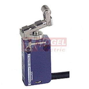 XCMD2124L1  Polohový spínač miniaturní Universal Osiconcept, kovový, ocelový ovl. čep s kladkou, 1Z+1V, s mžik.funkcí, konektor s kabelem 1m, IP66