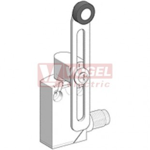 XCMD2145C12 Polohový spínač Universal Osiconcept, kovový, páka s plast.kladkou podélně stavitelná, 1Z+1V, s mžik.funkcí, konektor M12/5pin/vidlice, IP66