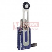 XCMD2145L1 Polohový spínač miniaturní Universal Osiconcept, kovový, páka s plast.kladkou podélně stavitelná, 1Z+1V, s mžik.funkcí, konektor s kabelem 1m, IP66