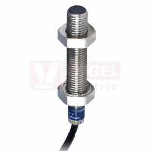 XS508B1PBL5 Indukční čidlo M8, mosaz, Sn=1,5mm, 12…24VDC, délka těla 33mm, stíněný, PNP/NC, kabel 5m, IP67