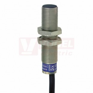 XS512B1DAL5 Indukční čidlo M12, mosaz, Sn=2mm, 12…48VDC, délka těla 50mm, kabel 5m, stíněný, NO, LED žlutá, IP67/69K