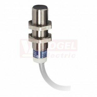 XS512B1NAL2 Indukční čidlo M12, mosaz, Sn=2mm, 12…24VDC, délka těla 35mm, kabel 2m, stíněný, NPN/NO, LED žlutá, IP68/69K