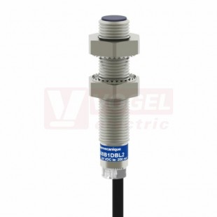 XS608B1NAL5 Indukční čidlo M8, nerez, Sn=2,5mm, 12…48VDC, kabel 5m, délka těla 50mm, stíněný, NPN/NO, IP67