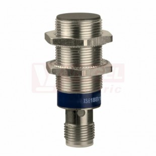 XS618B1NBM12 Indukční čidlo M18, mosaz, Sn=8mm, 12…48VDC, délka těla 73,2mm, stíněný, NPN/NC, konektor M12/4pin, IP67/69K
