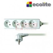Prodlužovák  4 zás.  1,5m Ecolite (FX4-1.5) bílý 250VAC/10A, kabel  PVC 3x1,0mm2