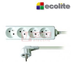 Prodlužovák  4 zás.  3m Ecolite (FX4-3) bílý 250VAC/10A, kabel  PVC 3x1,0mm2
