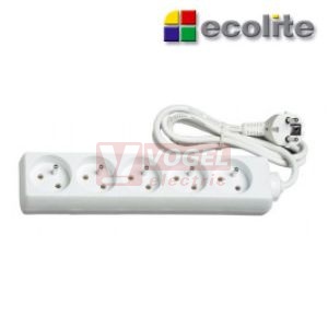 Prodlužovák  5 zás.  1,5m Ecolite (FX5-1.5) bílý 250VAC/10A, kabel  PVC 3x1,0mm2