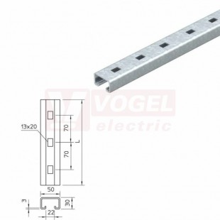 CPS 5/22 Profilová lišta C perforovaná 50x30x3mm délka 220 FT (6349404)