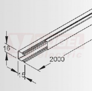 LLK 16.016 kanál s víkem, 16x16x2000mm, ocel, pozink, s děrováním dna (NIEDAX)