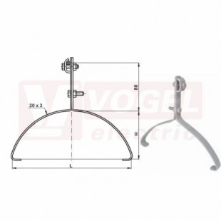 PV 15b podpěra vedení na hřebenáče, š=250-270mm, v=100mm, upevnění vodiče na hřebenu střechy (např. Beta, Bramac a PV 15c pro starší typ Bobrovky) (V200)