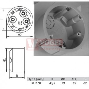 KUP 68   Krabice univerzální pr.73/hl.43mm (do sádrokartonu) (KU 68 LA/1)