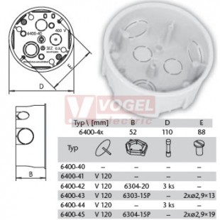 6400-41 Krabice přístrojová pr.112/hl.52mm, s víčkem