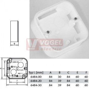 6484-00 Un.lištová krabice pod DS a DZ, š/v/hl 84x84x30mm