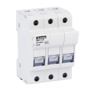 FB01F3P Pojistkový odpojovač 3P pro válc.poj. vel.  10x38mm do 32A,  certifikace UL, š=3x18mm