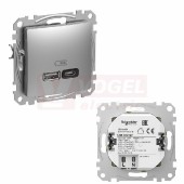 SDD113404 Sedna D/E - Dvojitá USB A+C nabíječka 3A/45W, Aluminium