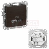 SDD181404 Sedna D/E - Dvojitá USB A+C nabíječka 3A 45W, Wenge (Výroba pozastavena)