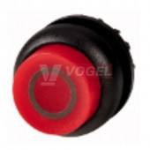 M22S-DRLH-R-X0 Ovládací hlavice tlačítka, prosvětlené, zvýšené, s aretací, kroužek černý, O červená (216808)