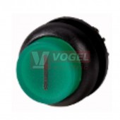 M22S-DRLH-G-X1 Ovládací hlavice tlačítka, prosvětlené, zvýšené, s aretací, kroužek černý, I zelená (216809)
