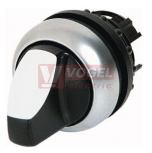 M22-WRLK3-W Ovládací hlavice přepínače, prosvětlená, 3 polohové, s aretací, kroužek titan, 60st, bílá (216843)