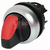 M22-WRLK3-R Ovládací hlavice přepínače, prosvětlená, 3 polohové, s aretací, kroužek titan, 60st, červená (216845)