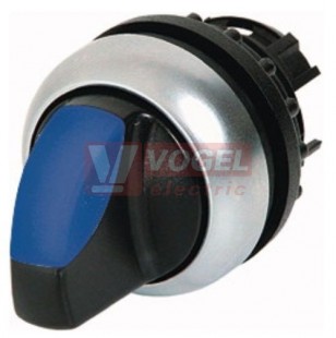 M22-WRLK3-B Ovládací hlavice přepínače, prosvětlená, 3 polohové, s aretací, kroužek titan, 60st, modrá (216851)