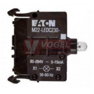 M22-LEDC230-B Prvek LED, šroubové svorky, zadní upevnění, 85-264VAC, 5-15mA, modrá (218060)