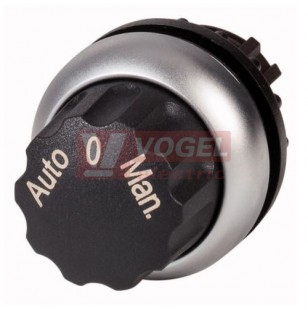 M22-WR3-X94 Ovládací hlavice přepínače, otočná hlavice, s aretací, kroužek titan, 60st, AUTO-0-MAN (226838)