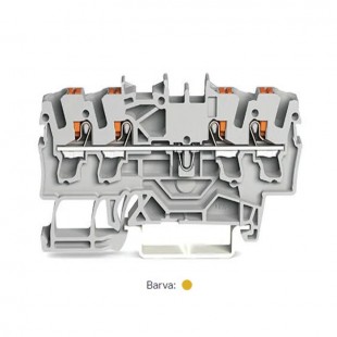 2202-1406 svorka průchozí, PUSH-IN 2,5mm2, žlutá, 2/2, š=5,2mm (WAGO TOPJOB S)