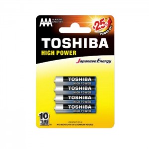 Baterie 1,50 V tužková alkalická LR03GCP BP-4 "Toshiba High Power", blistr/4ks (vel.AAA)