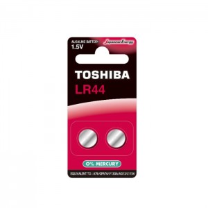 Baterie 1,50 V knofl. Alkalická LR44 BP-2C "Toshiba Special-Alkaline Button", blistr/2ks