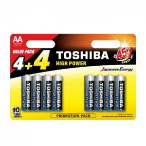 Baterie 1,50 V tužková alkalická LR6GCP BP8MS4F "Toshiba High Power", blistr/8ks (vel.AAA)