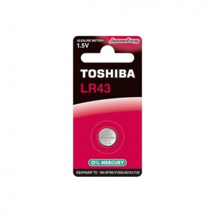 Baterie  1,50 V knofl. LR43 BP-1C Alkalická, Toshiba Special-Alkaline Button, blistr/1ks