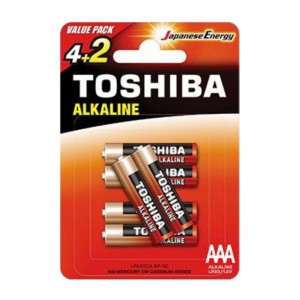 Baterie 1,50 V tužková alkalická LR03GCA BP-6C "Toshiba Alkaline-Entry Level", blistr/6ks (vel.AAA)