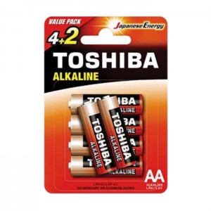 Baterie 1,50 V tužková alkalická LR6GCA BP-6C "Toshiba Alkalina-Entry Level", blistr/6ks (vel.AAA)