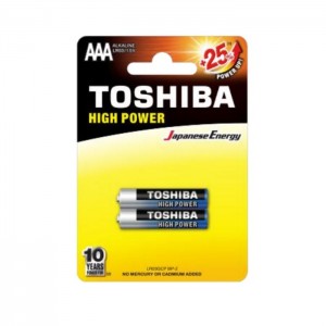 Baterie 1,50 V tužková alkalická LR03GCP BP-2 "Toshiba High Power", blistr/8ks (vel.AAA)