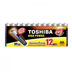 Baterie  1,50 V LR03 mikro alkalická, Toshiba LR03GCP MP-12,High Power, balení/12ks (vel.AAA)