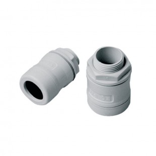 Koleno PLAST 16  74316, pro spojení dvou trubek stejného průměru, poloměr ohybu 100mm, IP67, bez halogenu, UV stabilní, šedá RAL7035, technopolymer (74316)