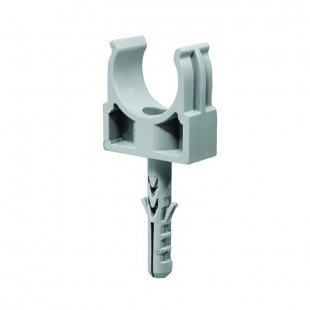 Příchytka PLAST 32 CT32, s polyamidovou hmoždinkou a pozinkovaným ocelovým samořezným šroubem, průměr hmoždinky 8mm, s halogenem, UV nestabilní, šedá RAL7035, PVC  (CT32)