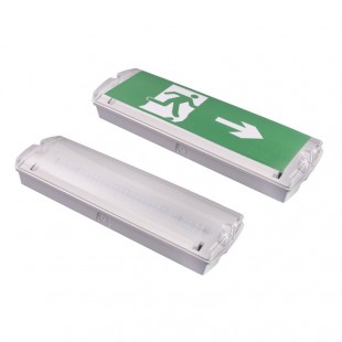 EML3W  svítidlo nouzové LED, nouzový režim 3h, 3W, 230V, klasický režim 140lumen, rozměr 360x110x60mm, 3 druhy nálepek pro označení nouzových východů (směr vlevo, vpravo a rovně)