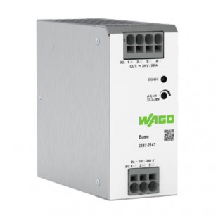 Zdroj spínaný 1f 24VDC 20A (WAGO 2587-2147) 480W, řada BASE, Uvstup 1x90…264VAC, U výstup adj. 23,5… 28VDC, švh 56x125x138mm, svorky pružinové CAGE CLAMP, úč. 88%, montáž na DIN lištu