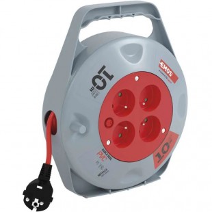 Prodluž.bubnový 10m/4Z EMOS PVC H05VV-F 3G1,0mm2, IP20, RU,  230V/10A, 960W navinutý/2300W rozvinutý, tep.pojistka, zásuvky CZ kolík (P19410N)