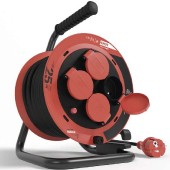 Prodluž.bubnový 25m/4Z EMOS GUMA, H05RR-F 3G1,0mm2, IP44, ČE, 230V/10A, 1100W navinutý/2300W rozvinutý, tep.pojistka, zásuvky CZ kolík (P084256)
