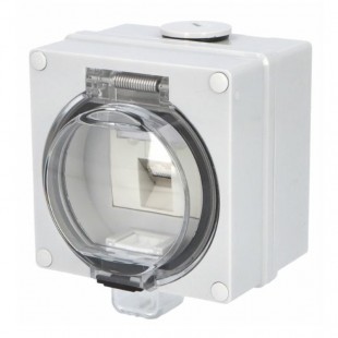 Zásuvka datová TITAN RJ45 CAT 6A, šedá, transparentní víko, nástěnná, IP66, RAL 7035, Vstupy 1x M25x1,5 a 2xM20x1,5, 100x100x73mm (79285-83)