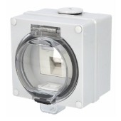 Zásuvka datová TITAN RJ45 CAT 6A, šedá, transparentní víko, nástěnná, IP66, RAL 7035, Vstupy 1x M25x1,5 a 2xM20x1,5, 100x100x73mm (79285-83)